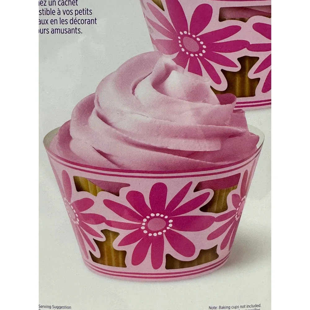 Wilton Cupcake Wraps Pink Floral Daisy 2-Pack 36 Count Total 2 Inch Diameter